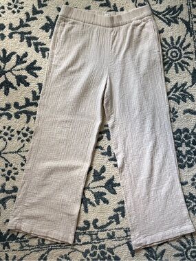 Wonderly Cream Gauze Flare Lounge Pants Size Medium